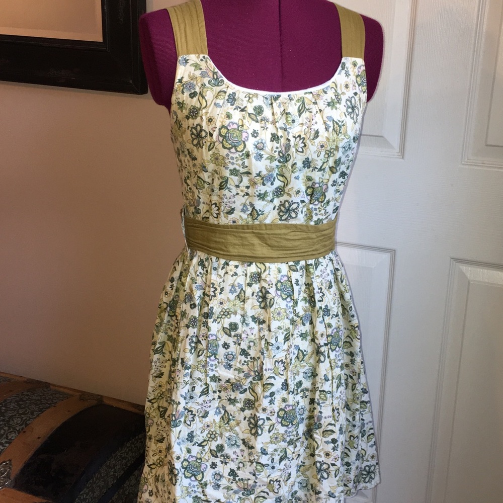 Cream and Green Floral Dress!